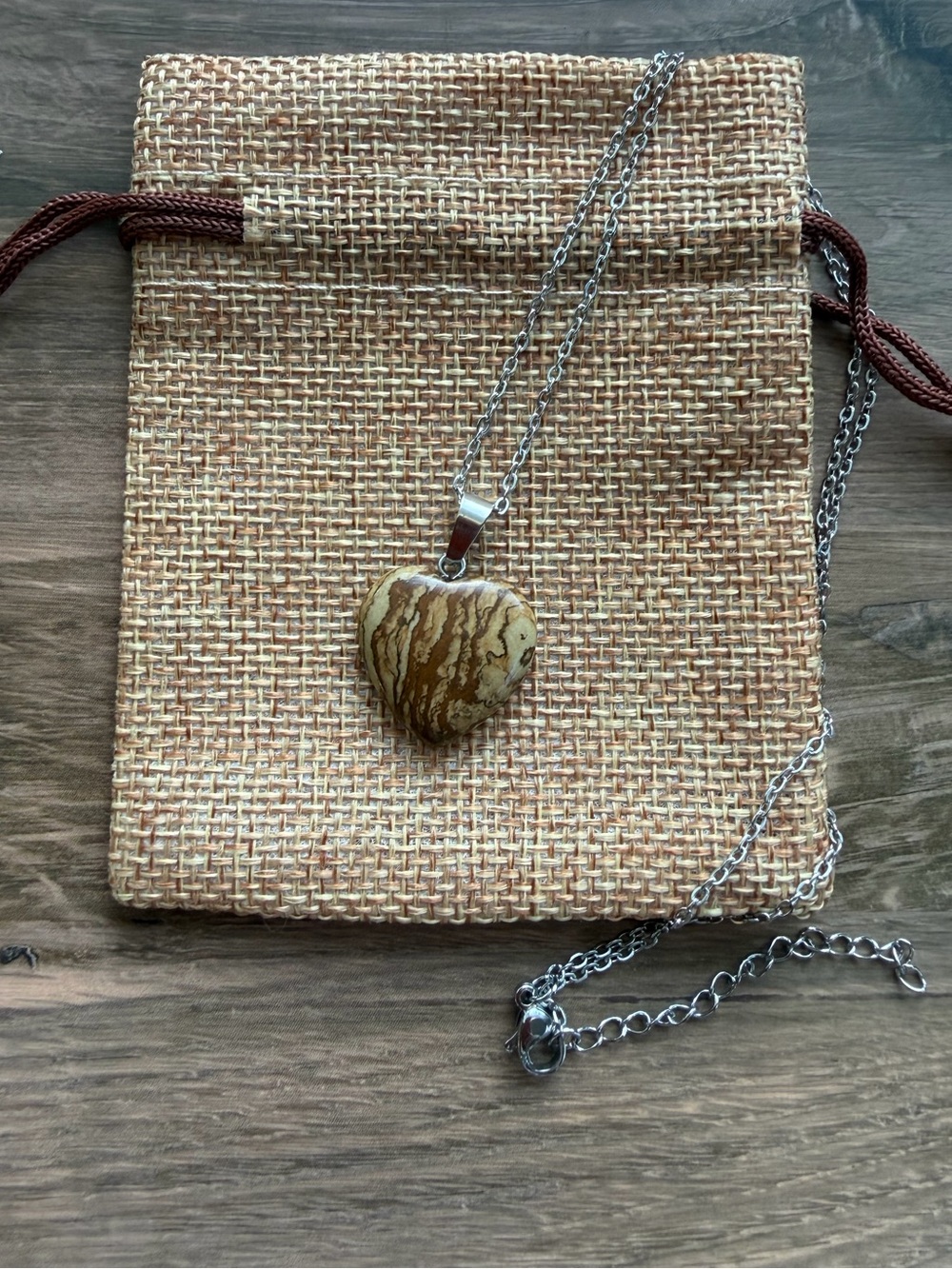 Picture Jasper Heart Necklace Crystal Necklace Picture Jasper Necklace